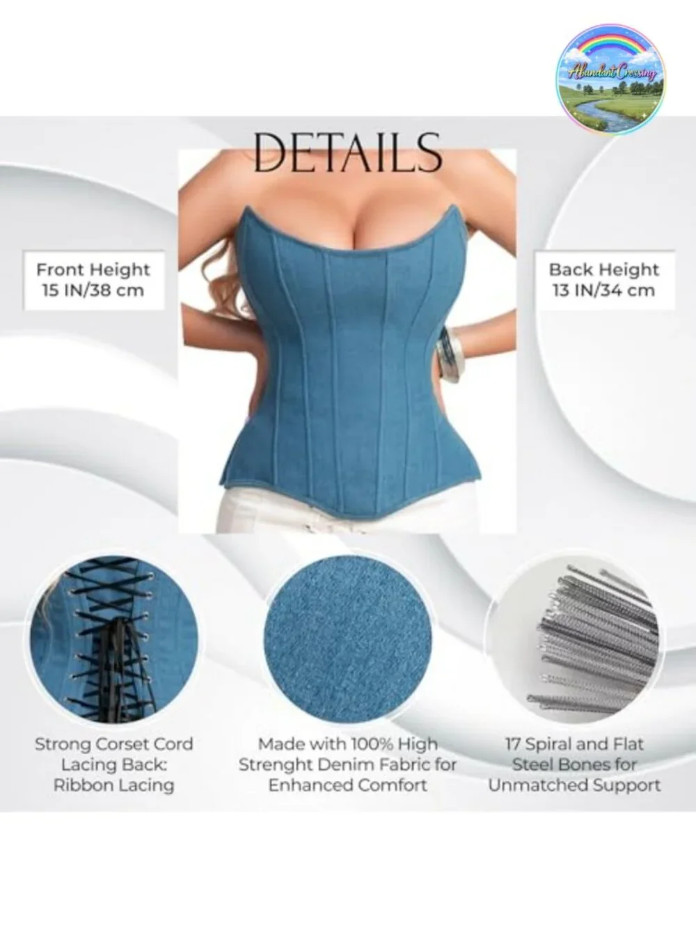 Satin Overbust Corset Top Lace Up 15 Steel Boned Shapewear